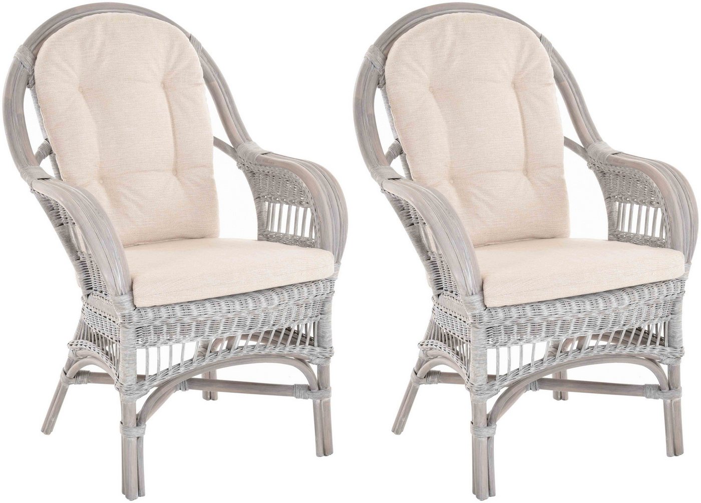 Krines Home Relaxsessel Set/2 Breite Rattan Wintergartensessel Finco Wintergarten Rattansessel (2-St., 2er-Set), hohe Rückenlehne, mit Armlehne von Krines Home