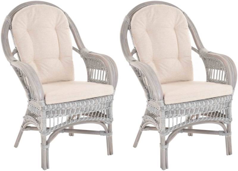 Krines Home Relaxsessel Set/2 Breite Rattan Wintergartensessel Finco Wintergarten Rattansessel (2-St., 2er-Set), hohe Rückenlehne, mit Armlehne von Krines Home