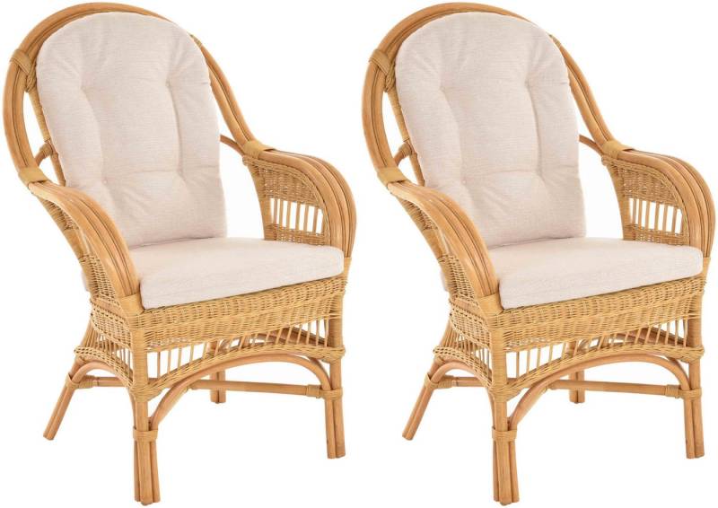 Krines Home Relaxsessel Set/2 Breite Rattan Wintergartensessel Finco Wintergarten Rattansessel (2-St., 2er-Set), hohe Rückenlehne, mit Armlehne von Krines Home