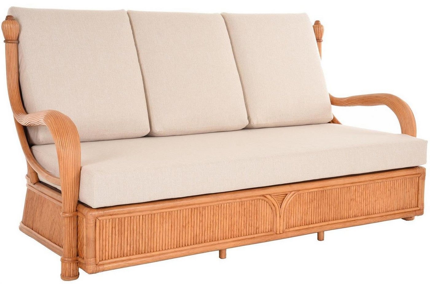 Krines Home Schlafsofa Edles Wohnzimmer 3-Sitzer Wintergarten Couch Rattansofa Sofa (Beige), Schlafsofa Liegesofa Rattan-Sofa Prince, Mit Armlehnen von Krines Home