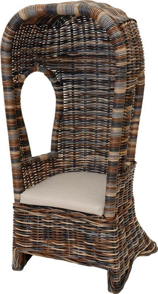 Krines Home Sessel Kindersessel Sessel aus echtem Rattan Kinderstuhl inkl. Polster, in Strandkorb Optik, Kindermöbel Junior von Krines Home