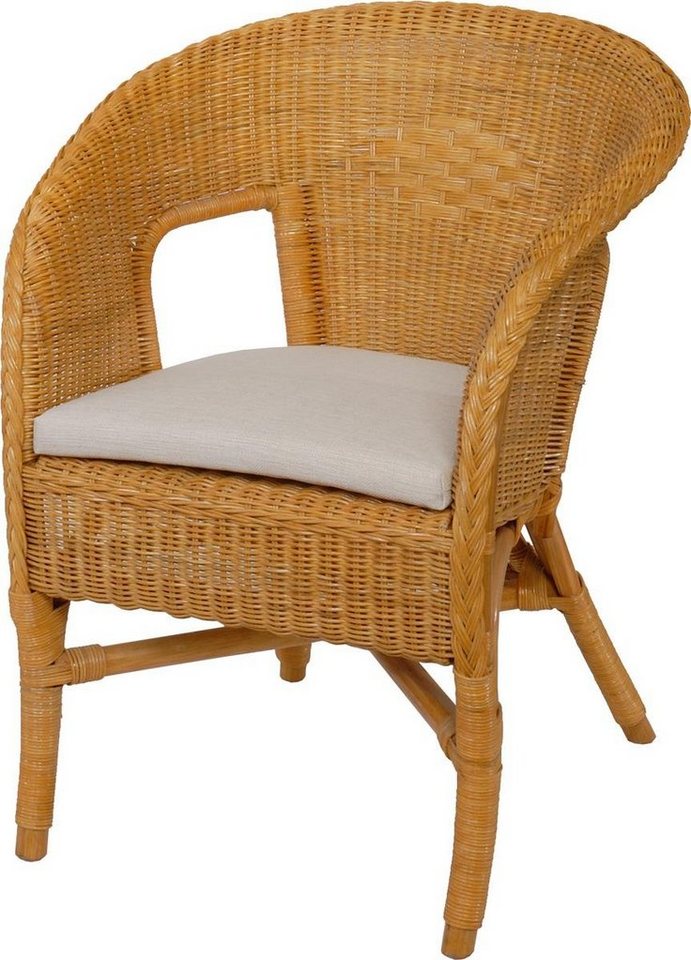 Krines Home Sessel Rattan Stapelsessel Bella Rattansessel Natur-Rattan Flechtsessel von Krines Home