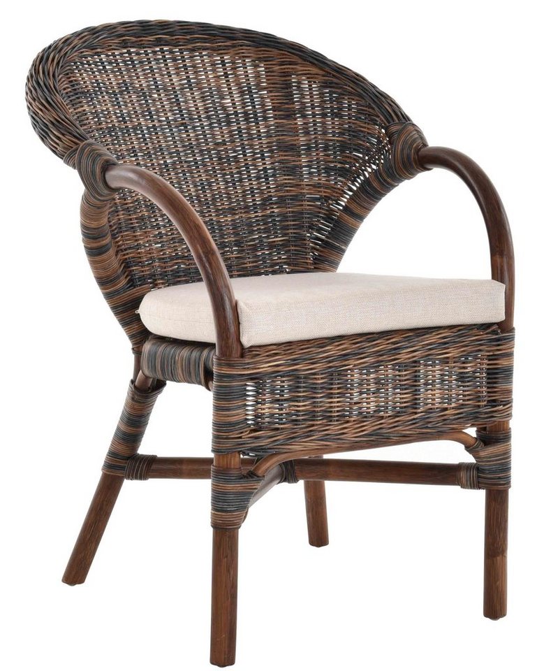 Krines Home Sessel Rattansessel Lounge Rattanstuhl Armlehne Clubsessel Wintergartensessel, Stapelbar von Krines Home