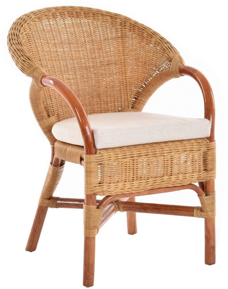 Krines Home Sessel Rattansessel Lounge Rattanstuhl Armlehne Clubsessel Wintergartensessel, Stapelbar von Krines Home