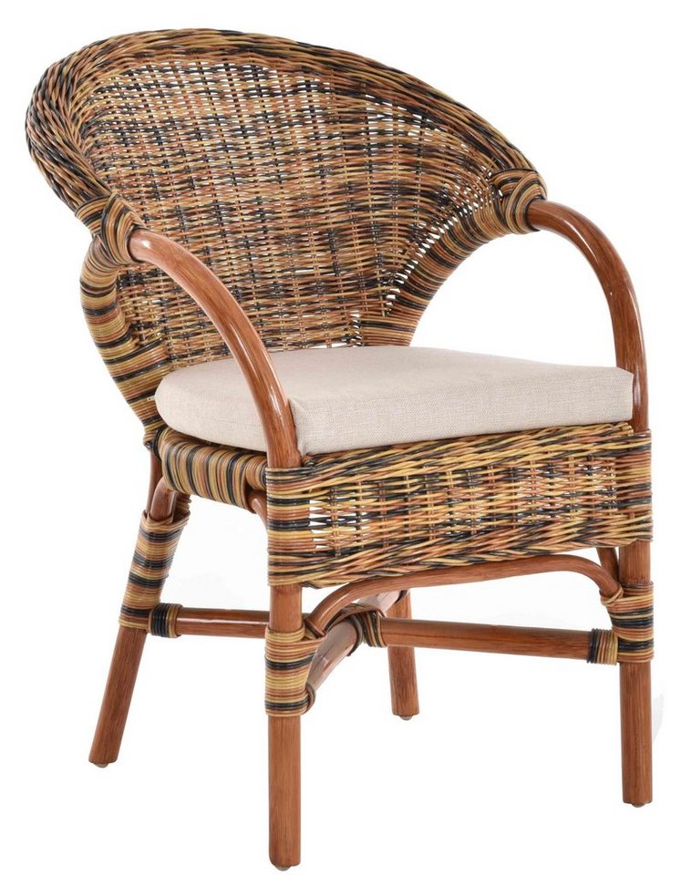 Krines Home Sessel Rattansessel Lounge Rattanstuhl Armlehne Clubsessel Wintergartensessel, Stapelbar von Krines Home