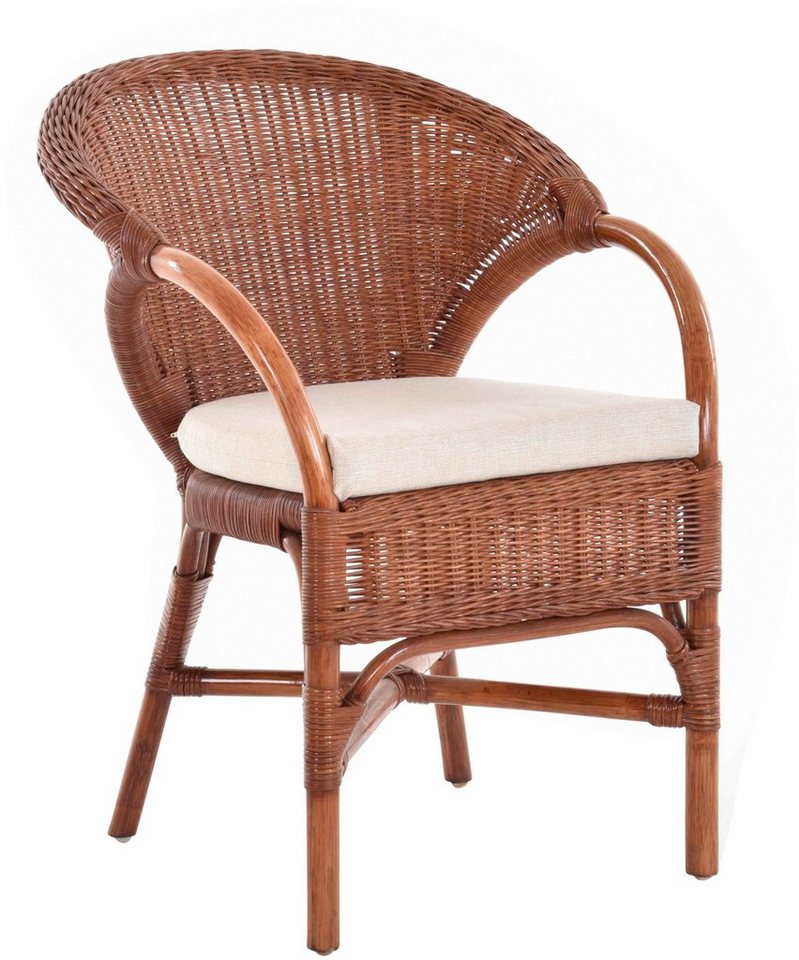 Krines Home Sessel Rattansessel Lounge Rattanstuhl Armlehne Clubsessel Wintergartensessel, Stapelbar von Krines Home