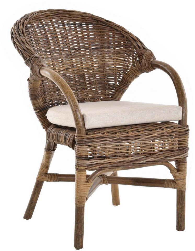 Krines Home Sessel Rattansessel Lounge Rattanstuhl Armlehne Clubsessel Wintergartensessel, Stapelbar von Krines Home