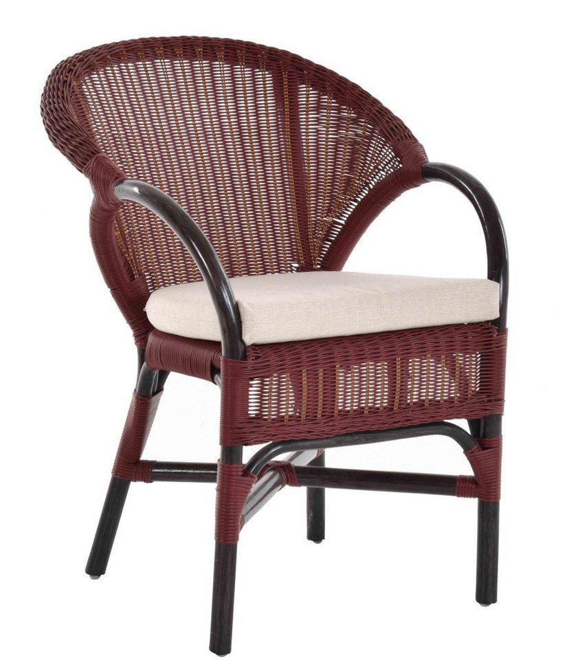 Krines Home Sessel Rattansessel Lounge Rattanstuhl Armlehne Clubsessel Wintergartensessel, Stapelbar von Krines Home