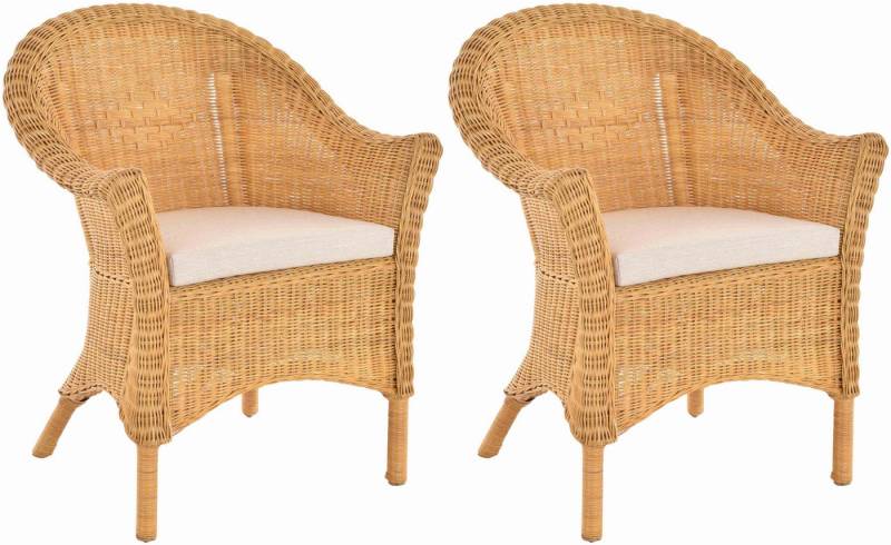 Krines Home Sessel Set/2 Rattansessel Primavera breiter Flechtsessel Sessel mit Armlehne (2-St., 2er-Set), Natur Rattan, Korbsessel, Lounge, Wintergarten von Krines Home