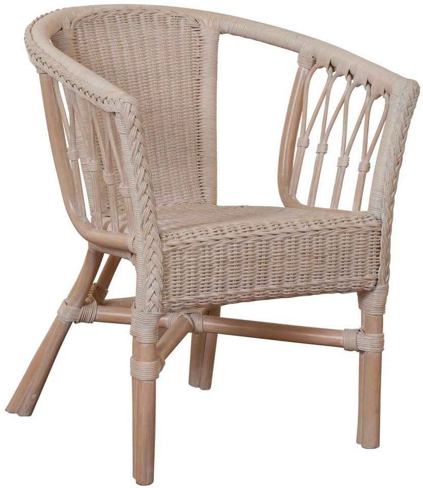 Krines Home Sessel Stapelbarer Rattansessel Bistro Sessel Rattanstuhl Rattan Stuhl mit Armlehnen Flechtsessel (Sessel nach Auswahl ohne oder mit Polster), in Handarbeit geflochten von Krines Home