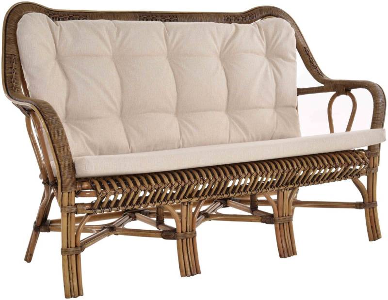 Krines Home Sitzbank Rattan Dreisitzer Bank Harrison Küchenbank Wintergarten Dreisitzer, Wintergartenbank Bank Sofa von Krines Home