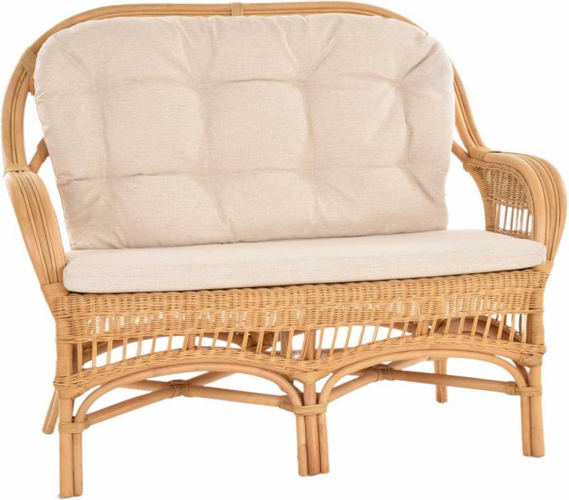Krines Home Sitzbank Wintergarten 2er Bank Hohe Rückenlehne Rattanbank Zweisitzer Rattan, Sofa Wintergartenbank Rattansofa von Krines Home