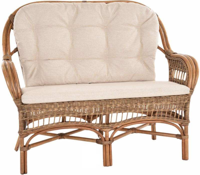 Krines Home Sitzbank Wintergarten 2er Bank Hohe Rückenlehne Rattanbank Zweisitzer Rattan, Sofa Wintergartenbank Rattansofa von Krines Home