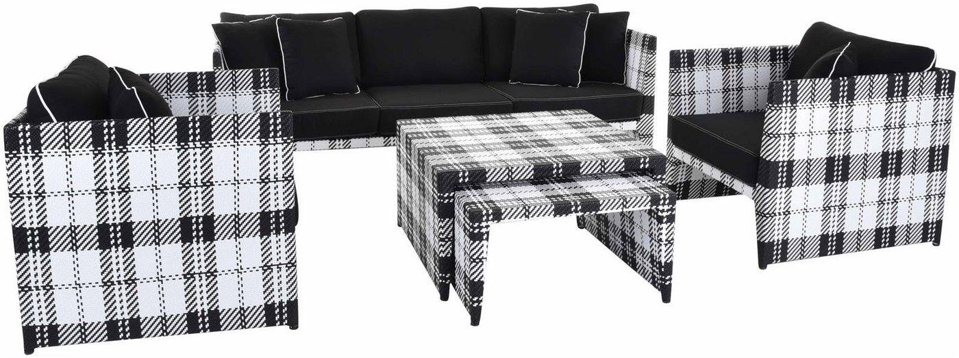 Krines Home Sitzgruppe Exklusives Gartenmöbel Sitzgarnitur Polyrattan Sitzgruppe (Weiss), Garten Set 2 Sessel mit Tisch Dreisitzersofa wetterfest 5 Personen von Krines Home