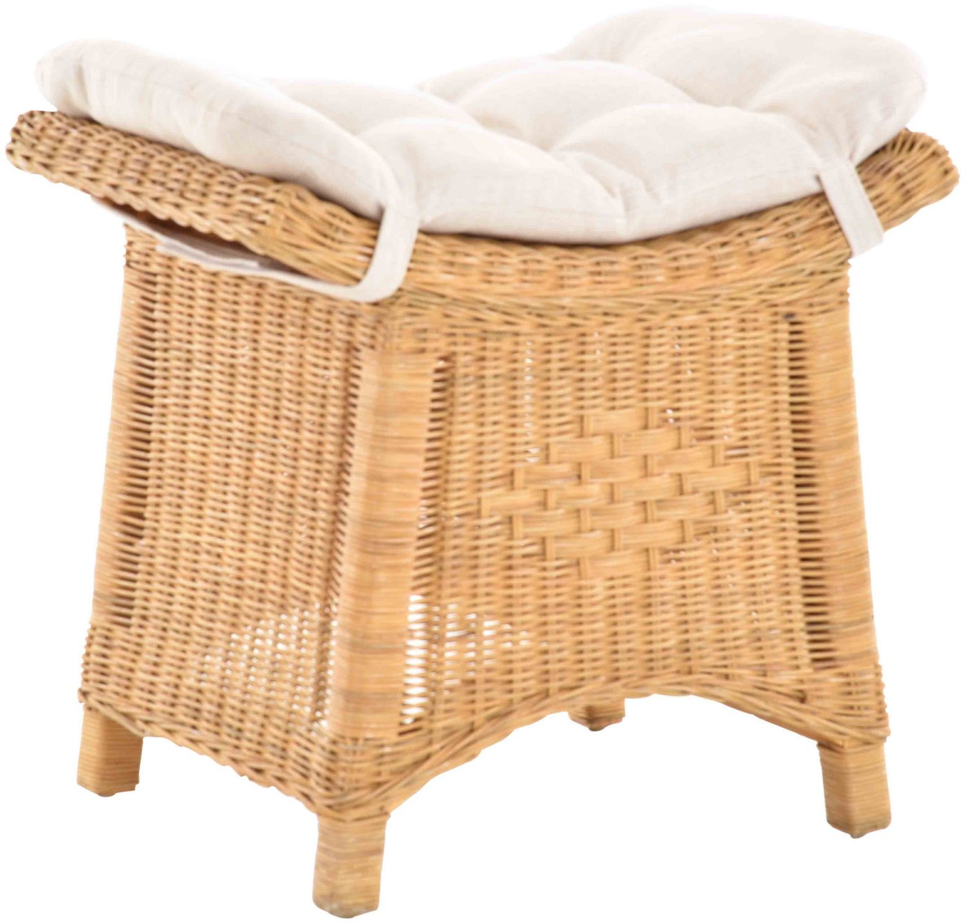 Krines Home Sitzhocker Fußhocker Stabiler Sitz-Hocker/Schemel aus echtem Rattan mit Kissen von Krines Home