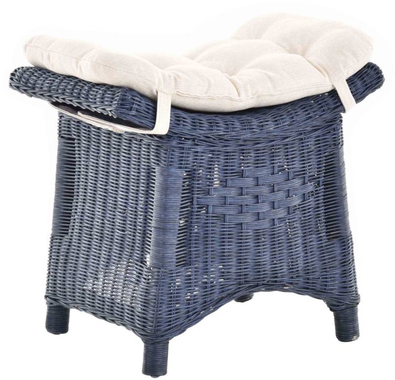 Krines Home Sitzhocker Fußhocker Stabiler Sitz-Hocker/Schemel aus echtem Rattan mit Kissen von Krines Home