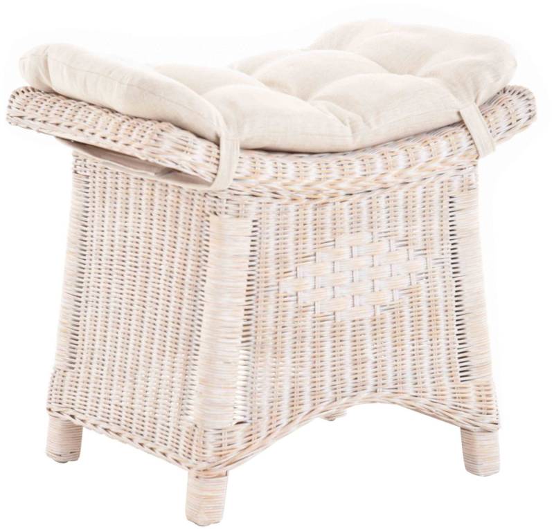 Krines Home Sitzhocker Fußhocker Stabiler Sitz-Hocker/Schemel aus echtem Rattan mit Kissen Krines Home Sitzhocker Fußhocker Stabiler Sitz-Hocker/Schemel aus echtem Rattan mit Kissen von Krines Home