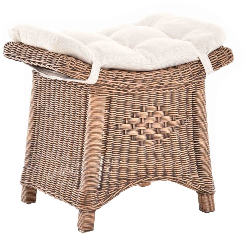 Krines Home Sitzhocker Fußhocker Stabiler Sitz-Hocker/Schemel aus echtem Rattan mit Kissen Krines Home Sitzhocker Fußhocker Stabiler Sitz-Hocker/Schemel aus echtem Rattan mit Kissen von Krines Home