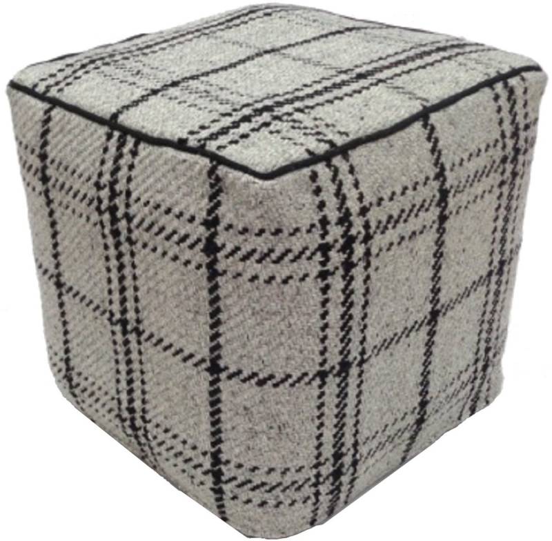 Krines Home Sitzhocker Polsterhocker Sitzwürfel mit Karo-Muster Hocker Fußhocker 40x40x40cm, Baumwolle Grau von Krines Home