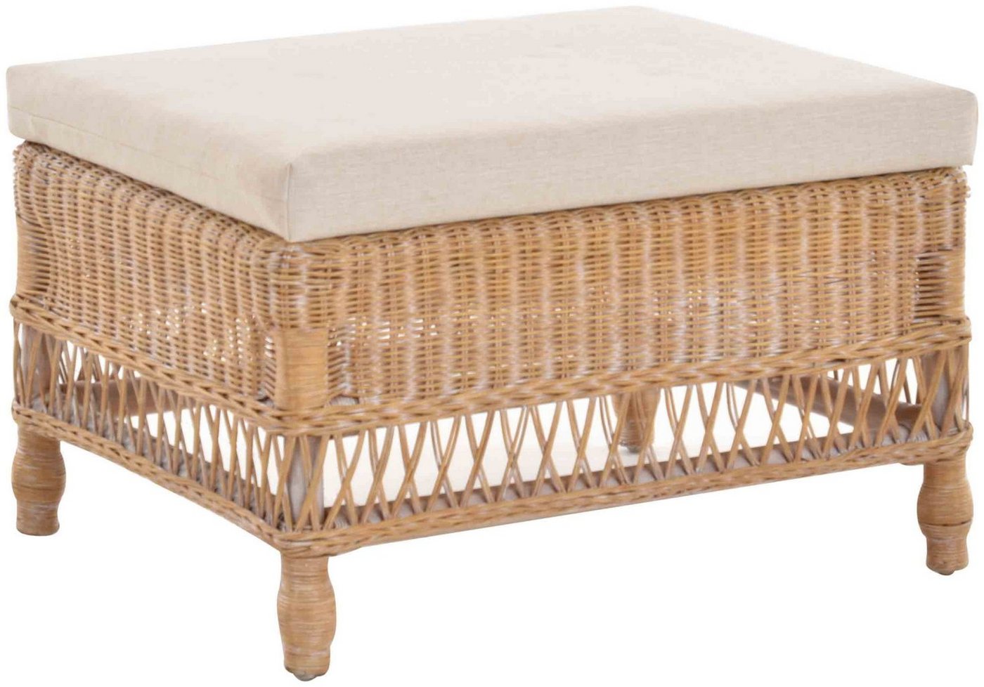 Krines Home Sitzhocker Rattanhocker Fußhocker Sitzhocker Hocker Schemel Rechteckig Groß, Beistell-Hocker aus Rattan von Krines Home