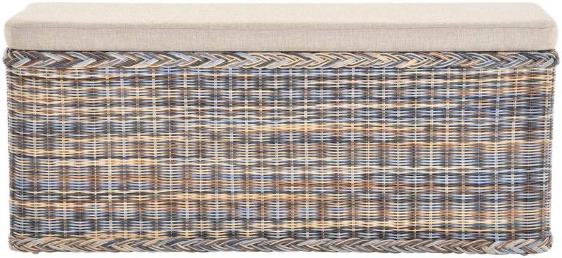 Krines Home Sitztruhe Breiter Rattan Wäschekorb 115cm mit Deckel Wäschetruhe XXL Sitzbank, schmal Flur Bank Sitzhocker Wäschesammler Sitz-Truhe Natur Rechteckig von Krines Home