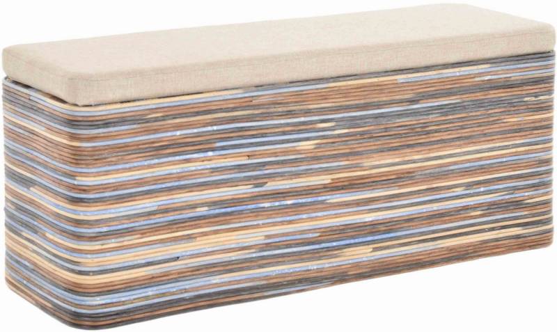 Krines Home Sitztruhe Breiter Rattan Wäschekorb 115cm mit Deckel Wäschetruhe XXL Sitzbank, schmal Flur Bank Sitzhocker Wäschesammler Sitz-Truhe Natur Rechteckig von Krines Home