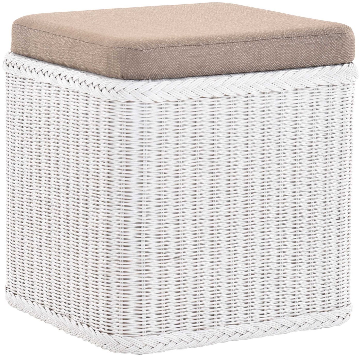 Krines Home Sitztruhe Rattan Wäschekorb Quadratisch Wäschetruhe Sitz gepolstert Flur-Bank Aufbewahrungsbox mit Deckel Bad-Hocker Sitzhocker Wäschesammler, aus echtem Rattan Naturmaterial von Krines Home