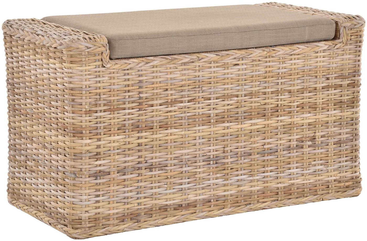 Krines Home Sitztruhe Rattan Wäschetruhe Sitzbank mit Stauraum Wäschesortierer 3 Fächer, mit Deckel Krines Home Sitztruhe Rattan Wäschetruhe Sitzbank mit Stauraum Wäschesortierer 3 Fächer, mit Deckel von Krines Home