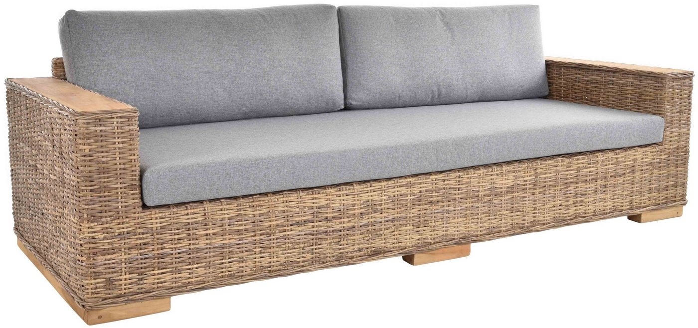 Krines Home Sofa Schlafsofa Maxi Rattan-Sofa Wohnzimmersofa Wohnzimmer Grau 4-Sitzer von Krines Home