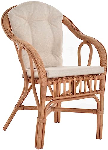 Krines Home Stapelbarer Rattansessel Linda Rattanstuhl mit Armlehne Flechtsessel Korbstuhl Rattanmöbel (Gestäbt, Terracotta) von Krines Home