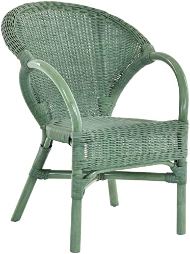 Krines Home Stapelbarer Rattansessel Rattan Sessel Lounge Rattanstuhl mit Armlehne Clubsessel Wintergartensessel (Grün) von Krines Home