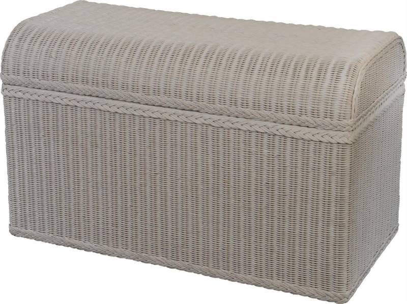 Krines Home Wäschetruhe Grosse Truhe Wäschetruhe aus Rattan mit rundem Deckel, Mit Stoffinlett an der Innenseite der Rattantruhe von Krines Home