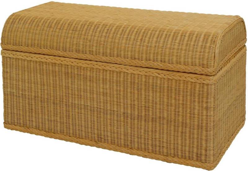 Krines Home Wäschetruhe Grosse Truhe Wäschetruhe aus Rattan mit rundem Deckel, Mit Stoffinlett an der Innenseite der Rattantruhe von Krines Home