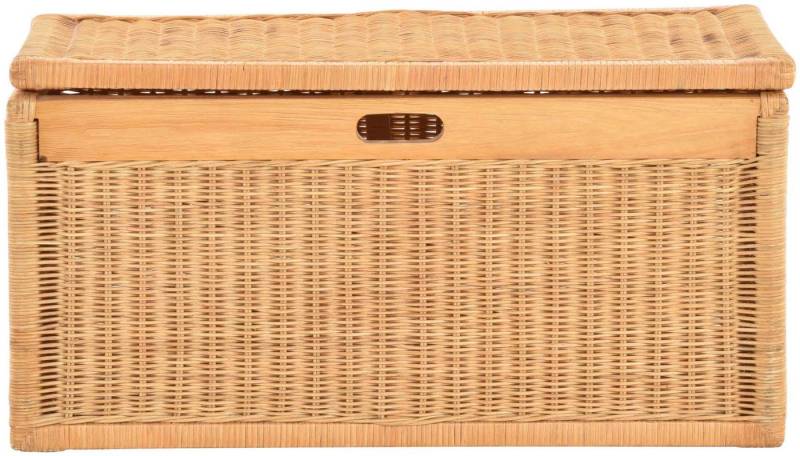 Krines Home Wäschetruhe Korb mit Deckel Rattan geflochten Regalkorb Schrankkorb Aufbewahrung, 68 cm Breit, mit Klappdeckel von Krines Home