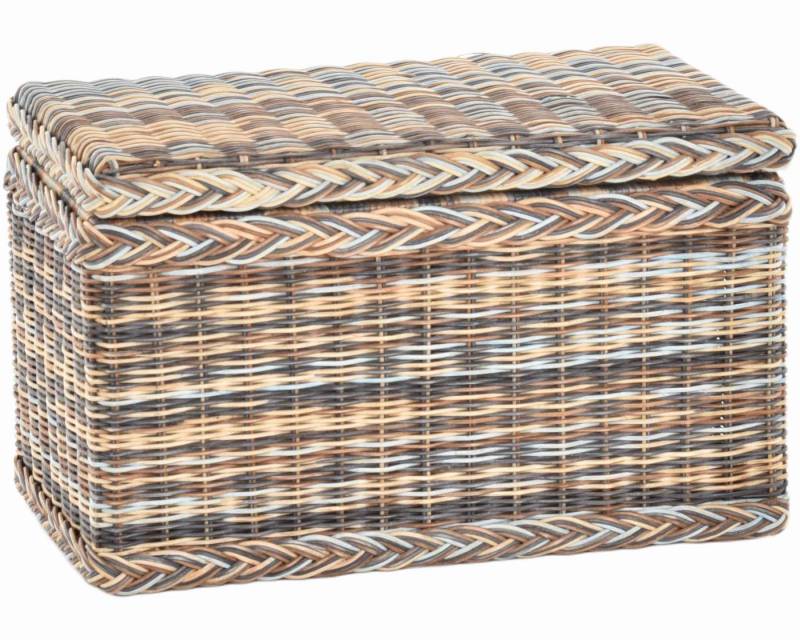Krines Home Wäschetruhe Truhe/Wäschetruhe Rechteckig aus Rattan mit stabilem Deckel und Inlett, Leicht, Stabil von Krines Home