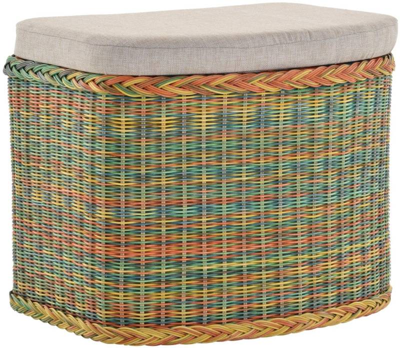 Krines Home Wäschetruhe Wäschekorb bauchig Sitz Truhe Sitzbank mit Deckel Sitzhocker Polster (Wäschebox mit Inlett), Sitzbank mit Stauraum von Krines Home