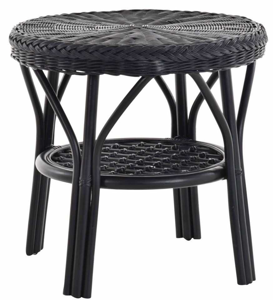 Krines Home Wohnzimmertisch Rattan Beistelltisch Rund Couchtisch Rattantisch für Wohnzimmer Tisch, mit Ablage von Krines Home