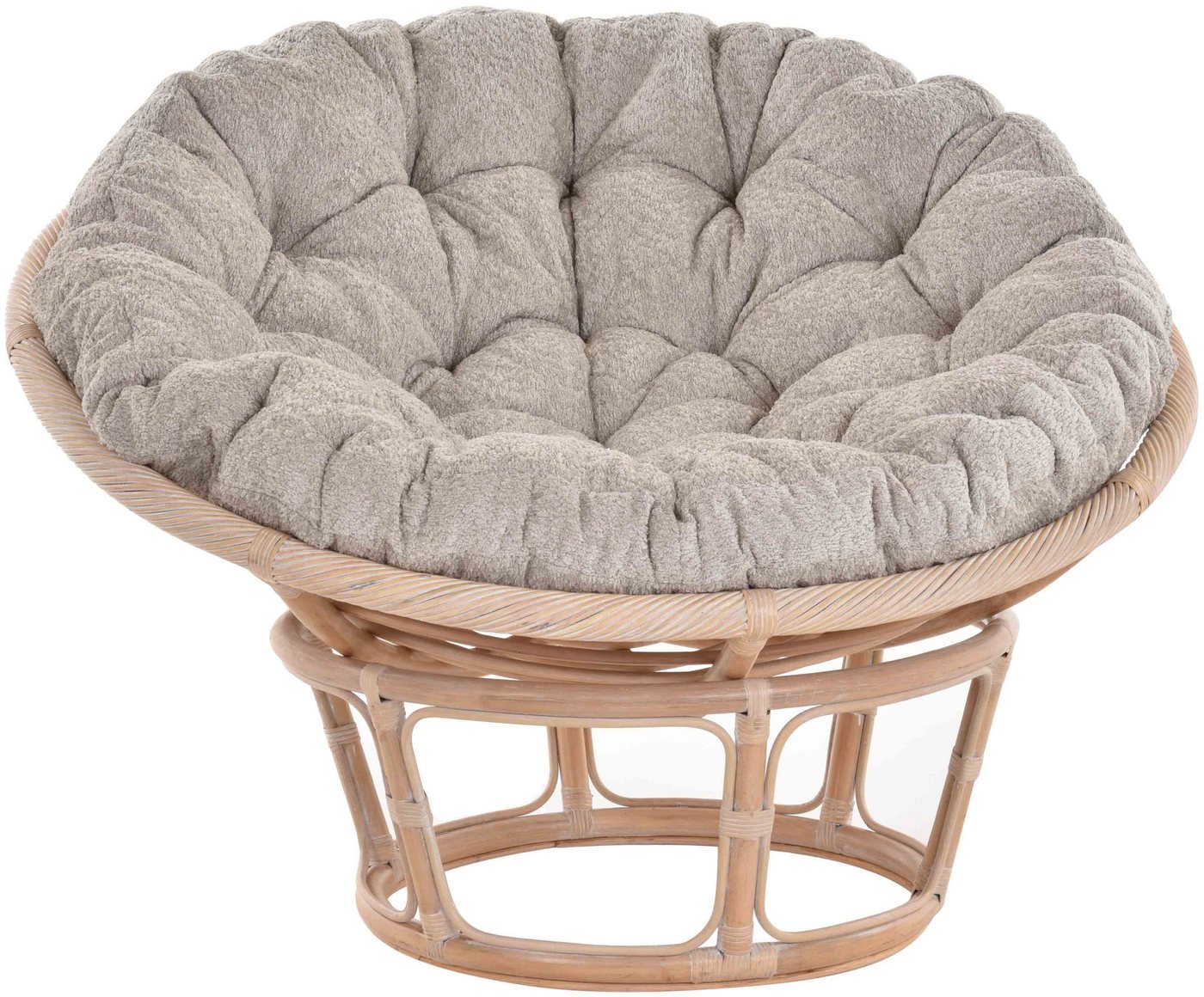 Krines Home XXL-Sessel Papasansessel XXL mit Kissen Relax Papasan Chair (120cm), Natur Rattan Liegesessel von Krines Home