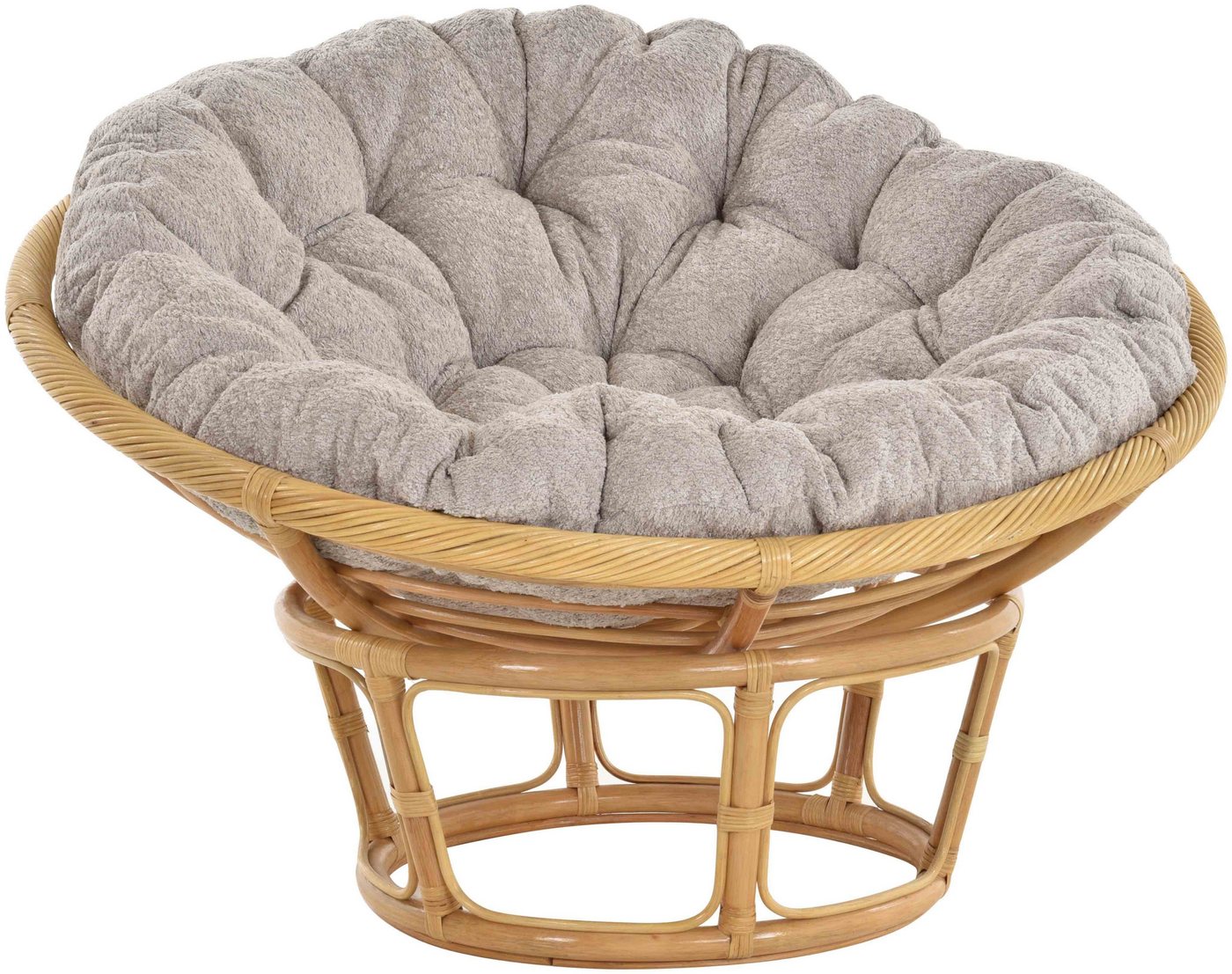 Krines Home XXL-Sessel Papasansessel XXL mit Kissen Relax Papasan Chair (120cm), Natur Rattan Liegesessel von Krines Home