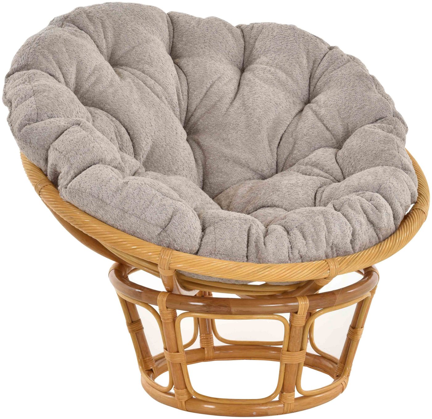 Krines Home XXL-Sessel Rattan Papasansessel XXL mit Kissen Relax Natur Liegesessel (100cm), Papasan, Chair von Krines Home