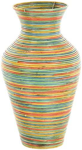 Vase aus Rattan Dekovase Bodenvase Dekoration Rund (2 Bunt) von Krines Home