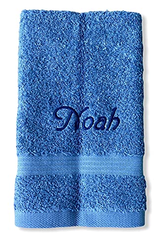 Krings Fashion Gästehandtuch 30 x 50 cm - Namen nach Wunsch individuell anpassbar - Hochwertig Bestickt - 100% Baumwolle-Farbe blau-Stickfarbe wählbar von Krings Fashion