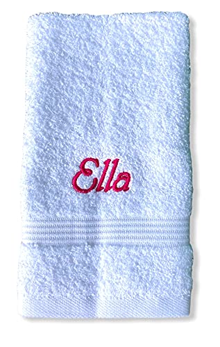 Krings Fashion Gästehandtuch 30 x 50 cm - Namen nach Wunsch individuell anpassbar - Hochwertig Bestickt - 100% Baumwolle-Farbe weiß-Stickfarbe wählbar von Krings Fashion