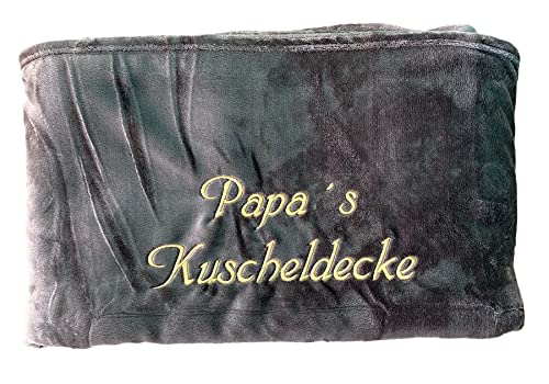 Krings Fashion Kuscheldecke XXL - 180 x 220 cm - Individuell anpassbar Bestickt mit Namen und Text - Hochwertige Decke - Tagesdecke - Farbe Braun - Stickfarbe wählbar von Krings Fashion