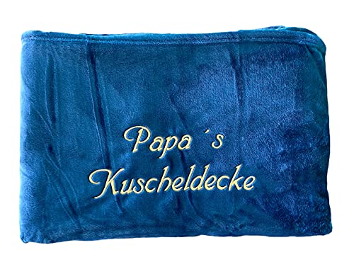 Krings Fashion Kuscheldecke XXL - 180 x 220 cm - Individuell anpassbar Bestickt mit Namen und Text - Hochwertige Decke - Tagesdecke - Farbe Marine - Stickfarbe wählbar von Krings Fashion