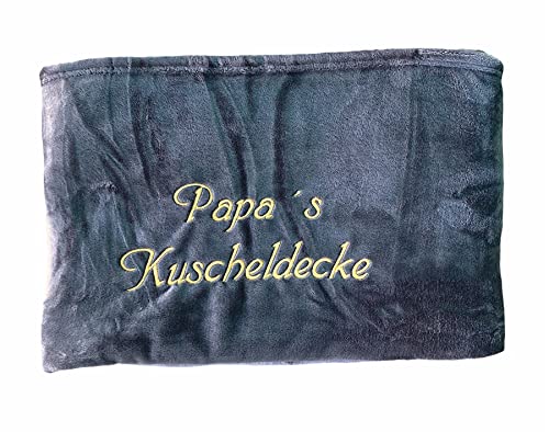 Krings Fashion Kuscheldecke XXL - 180 x 220 cm - Individuell anpassbar Bestickt mit Namen und Text - Hochwertige Decke - Tagesdecke - Farbe Schwarz - Stickfarbe wählbar von Krings Fashion