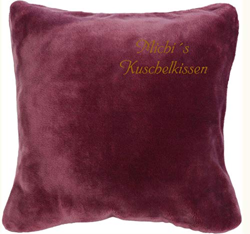 Krings Fashion Premium Kissen, Kuschelkissen - Namen nach Wunsch individuell anpassbar - Hochwertig Bestickt, 50 x 50 cm (Beere) von Krings Fashion