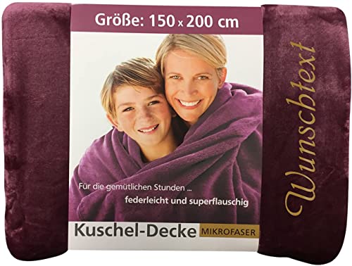 Krings Fashion Wohn- und Kuscheldecke 150 x 200 cm - Individuell anpassbar mit Namen und Text Bestickt - extra weiche hochwertige Decke - Farbe Beere-personalisiertes Geschenk von Krings Fashion