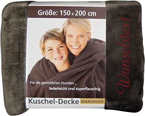 Krings Fashion Wohn- und Kuscheldecke 150 x 200 cm - Individuell anpassbar mit Namen und Text Bestickt - extra weiche hochwertige Decke - Farbe Braun-personalisiertes Geschenk von Krings Fashion