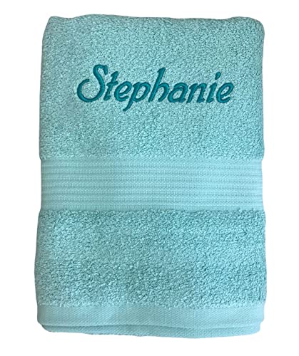 Krings Fashion Premium Duschtuch 70 x 140 cm - Namen nach Wunsch auswählbar - Hochwertig Besticktes Handtuch - 100% Baumwolle - Einzigartiges Design - Mint-Stickfarbe wählbar von Krings Fashion